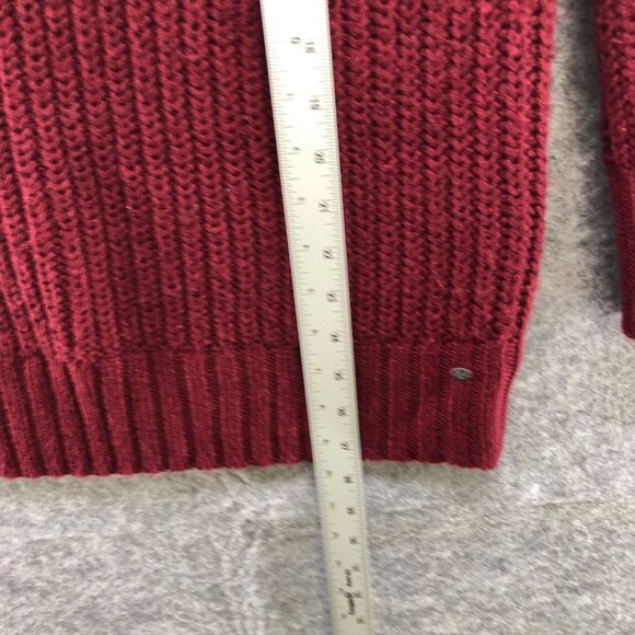 American Eagle Jegging Sweater Womens M Crewneck Wine Red Chunky Knit - Picture 11 of 11